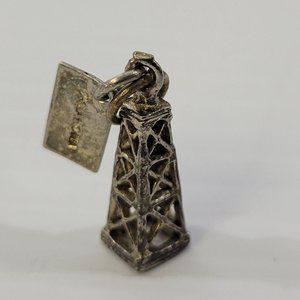 *B) Vintage Miniature Sterling Silver Oklahoma Oil Well Tower Charm